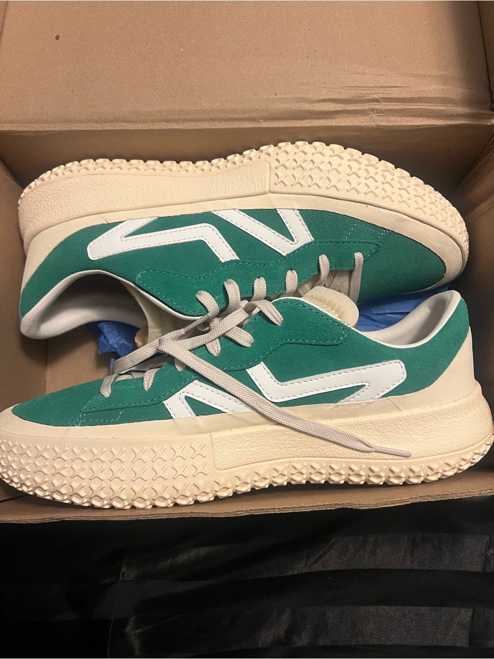 Brand black zerolon 11m Green Suede Low-Top Sneakers with Cream Sole